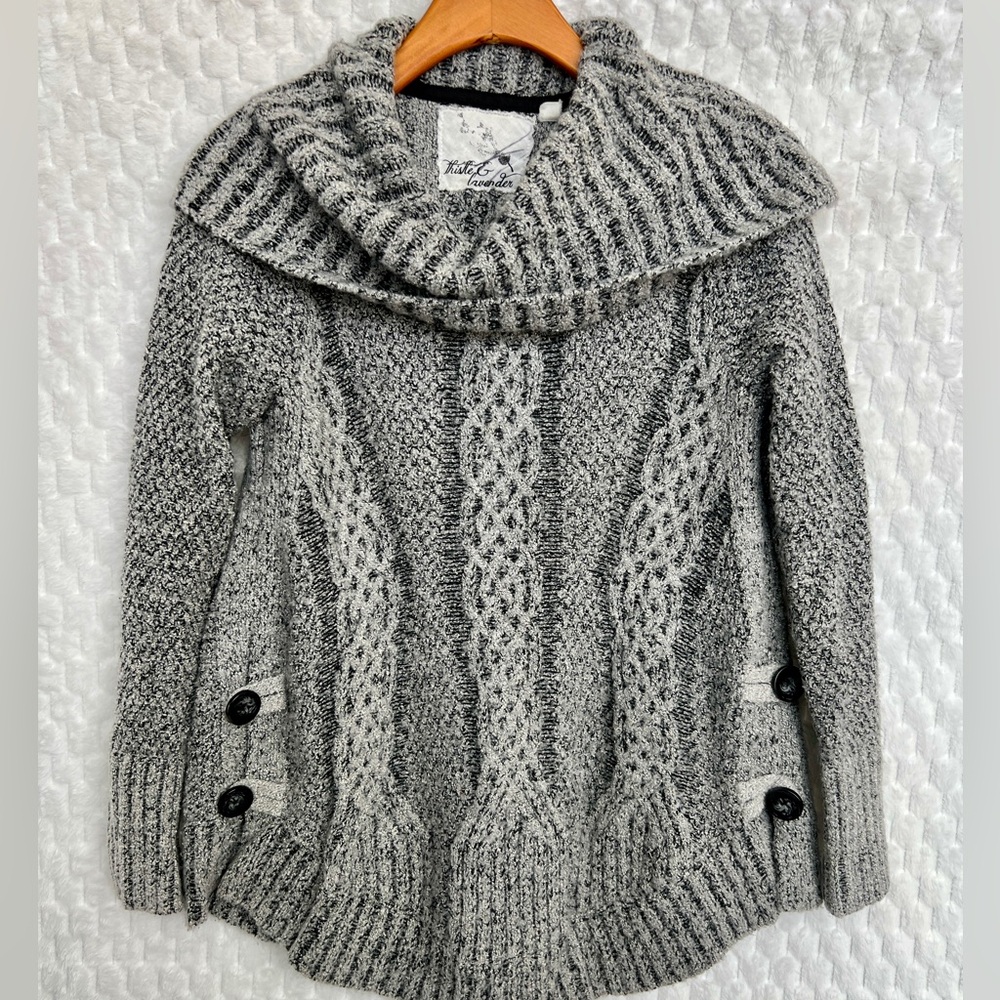 Anthroplogie Thistle & Lavender Wool Blended Gray Sweater Size Small